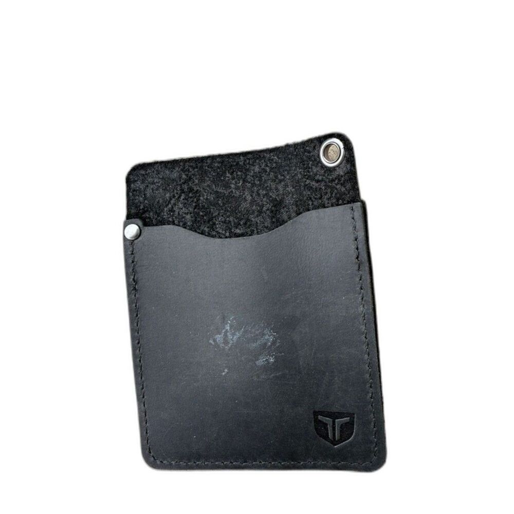 Slim Black Leather Card Wallet